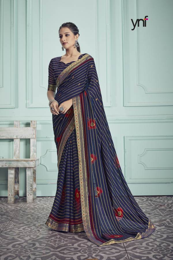 Ynf Morpankh Banaras Fancy Party Wear Georgette Designer Saree Collection