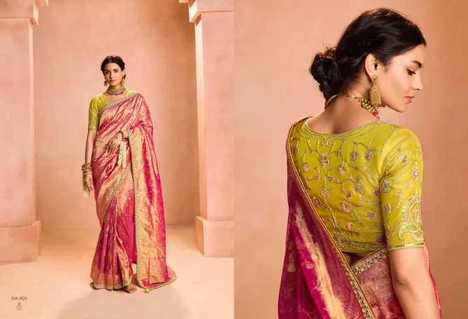 Utsav SA 405 By Kimora Tissue Silk Party Wear Surat Saree Wholesale Market