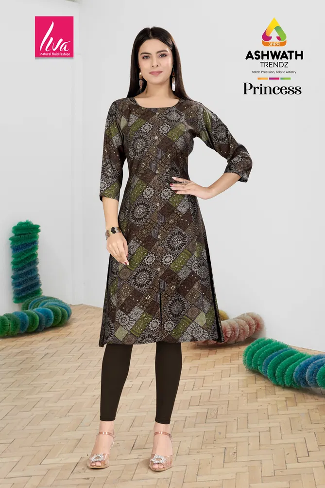 Princess Stylish Chanderi Foil Printed Kurti Wholesale Price In Surat