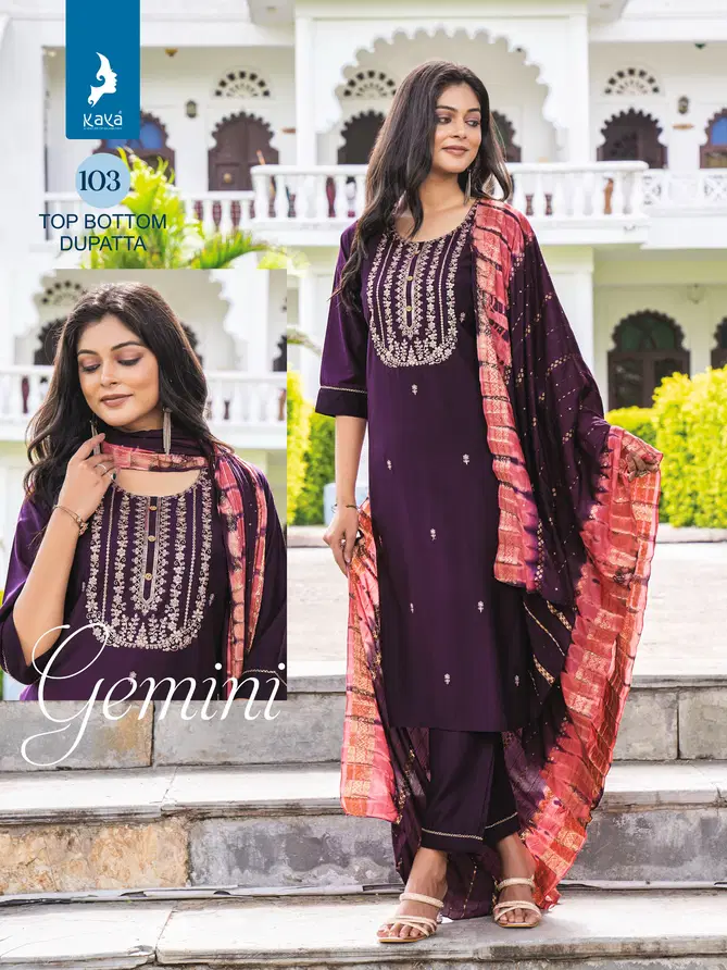 Gemini By Kaya Roman Silk Kurti With Bottom Dupatta Surat Wholesale Market