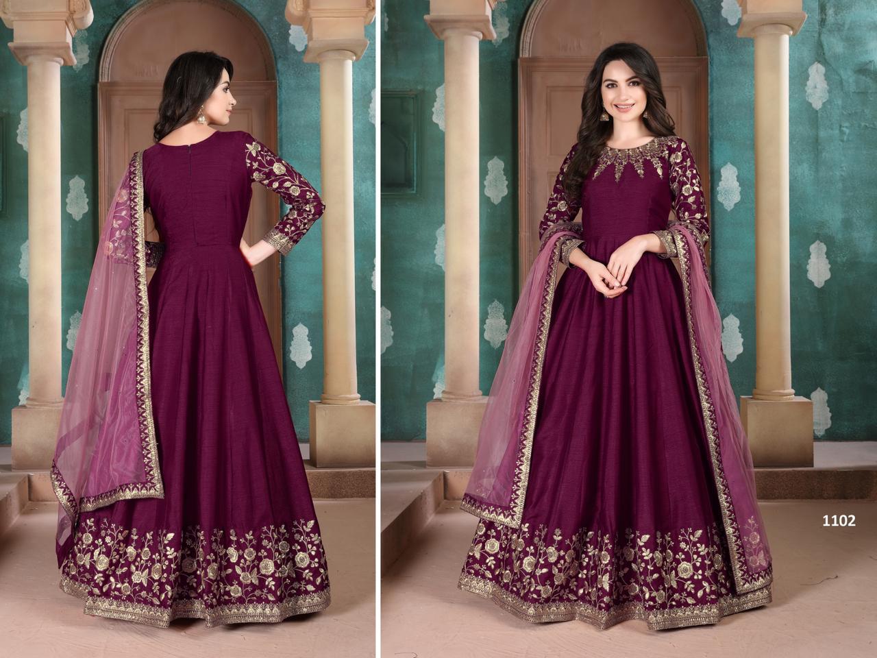 Aanaya Vol 111 By twisha Silk Gown With Bottom Dupatta Catalog