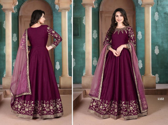 Aanaya Vol 111 By twisha Silk Gown With Bottom Dupatta Catalog