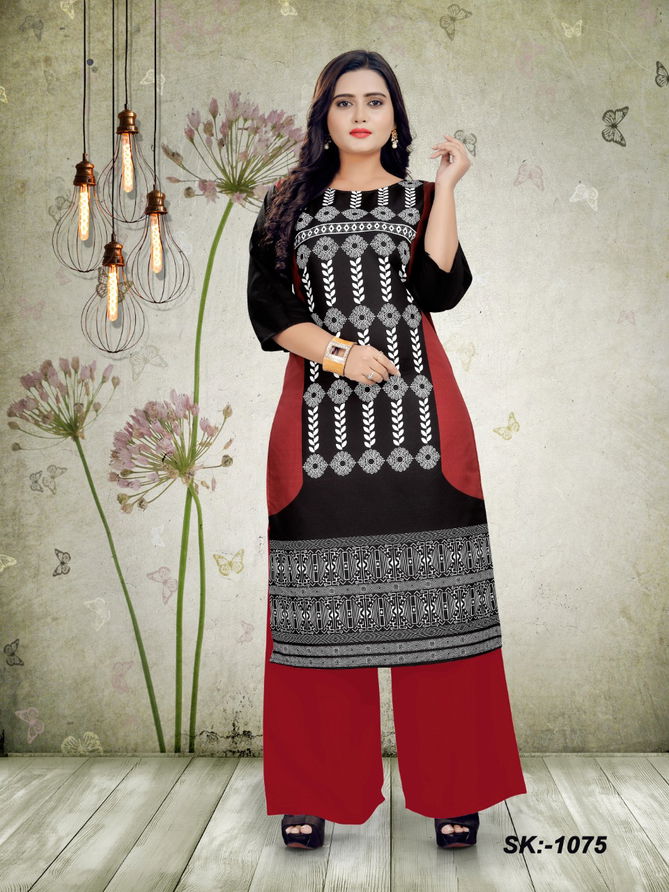 American Crepe 1 Latest Regular Casual Wear Digital Printed Heavy American Crepe Kurtis Collection
