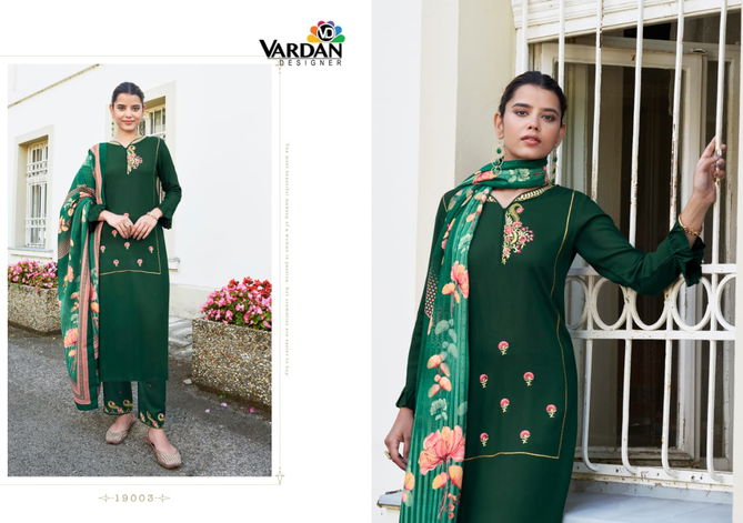 Sarshiya Vol 1 By Vardan Rayon Embroidery Kurti Pant With Dupatta Online Wholesal