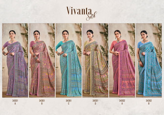 Vivanta Silk 36 By Ruchi Silk Crepe Printed Wholesale Sarees In India