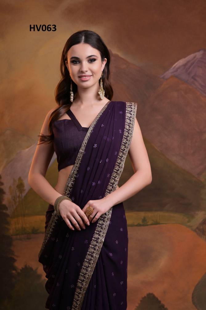 Tempo By Fashion Berry Georgette Party Wear Sarees Suppliers In India