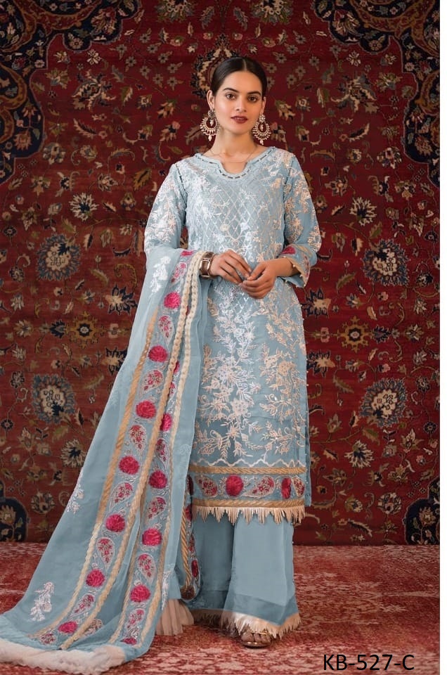 Kb Super Hit 527 Festive Wear Fox Georgette With Embroidery Work Pakistani Salwar Kameez Collection
