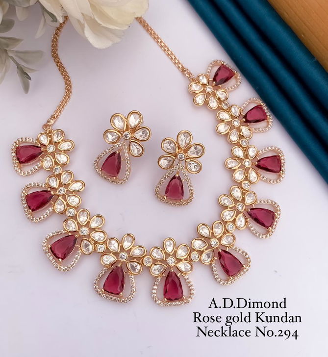 AD Rose Gold Kundan Wholesale Necklace Manufacturers