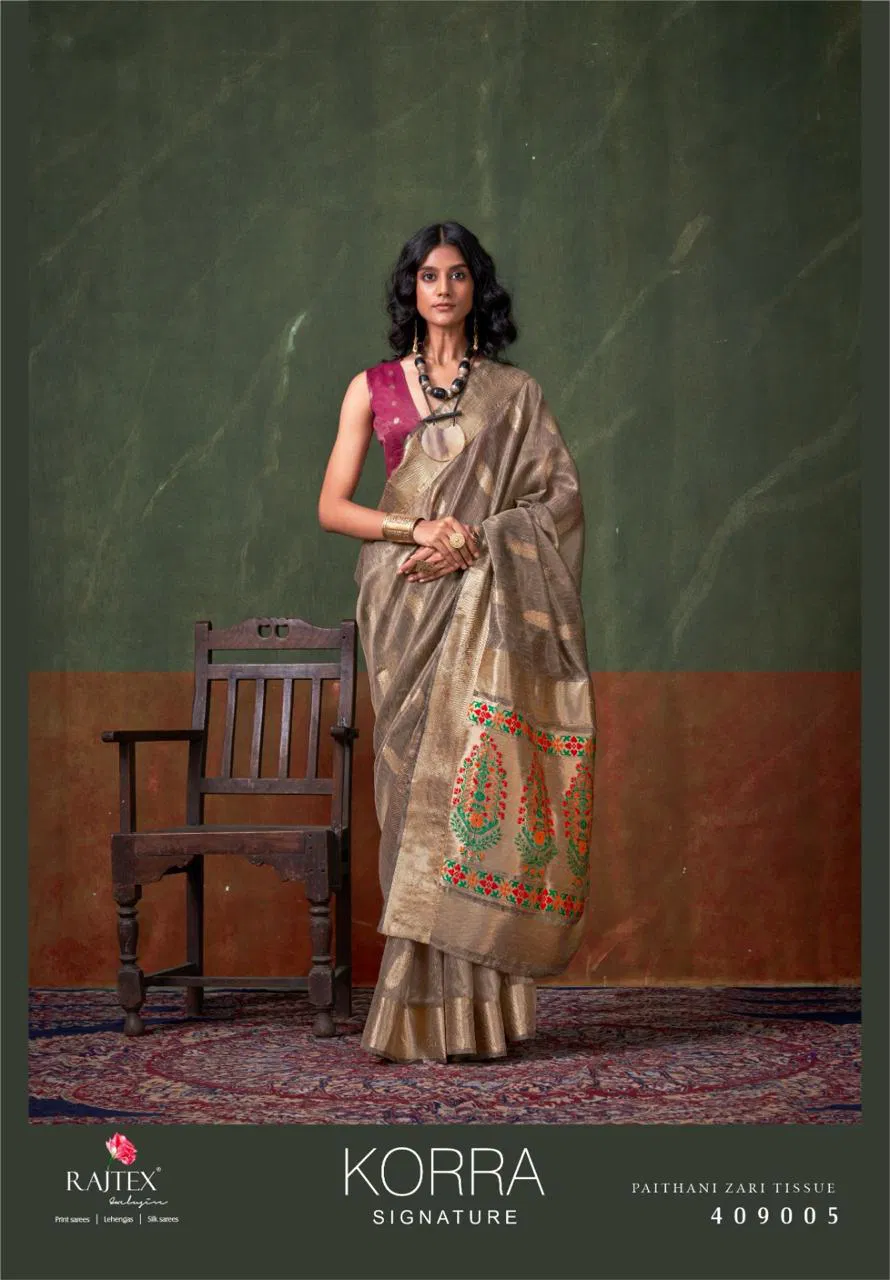 Korra Signature By Rajtex Paithani Zari Tissue Saree Suppliers In India