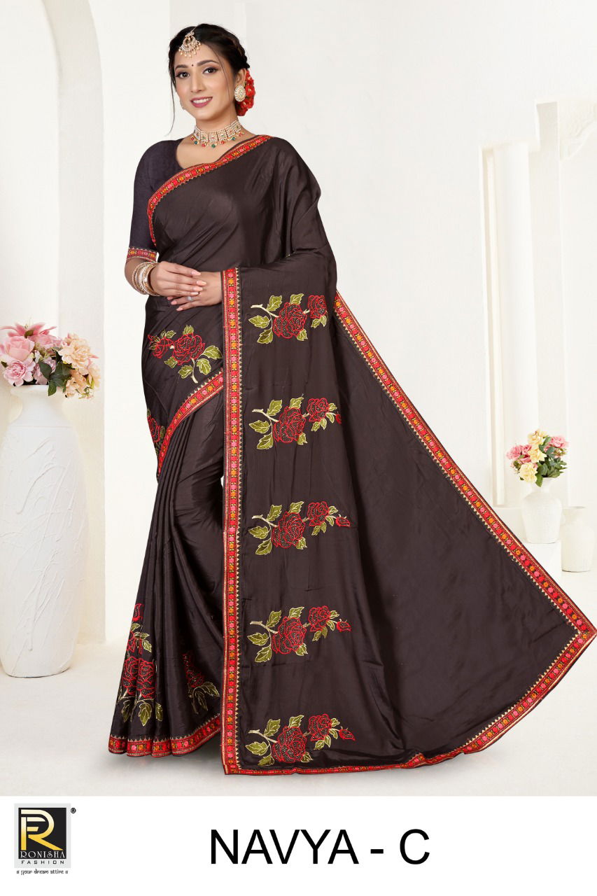 Ronisha Navya New Exclusive Wear Crepe Silk Designer Saree Collection