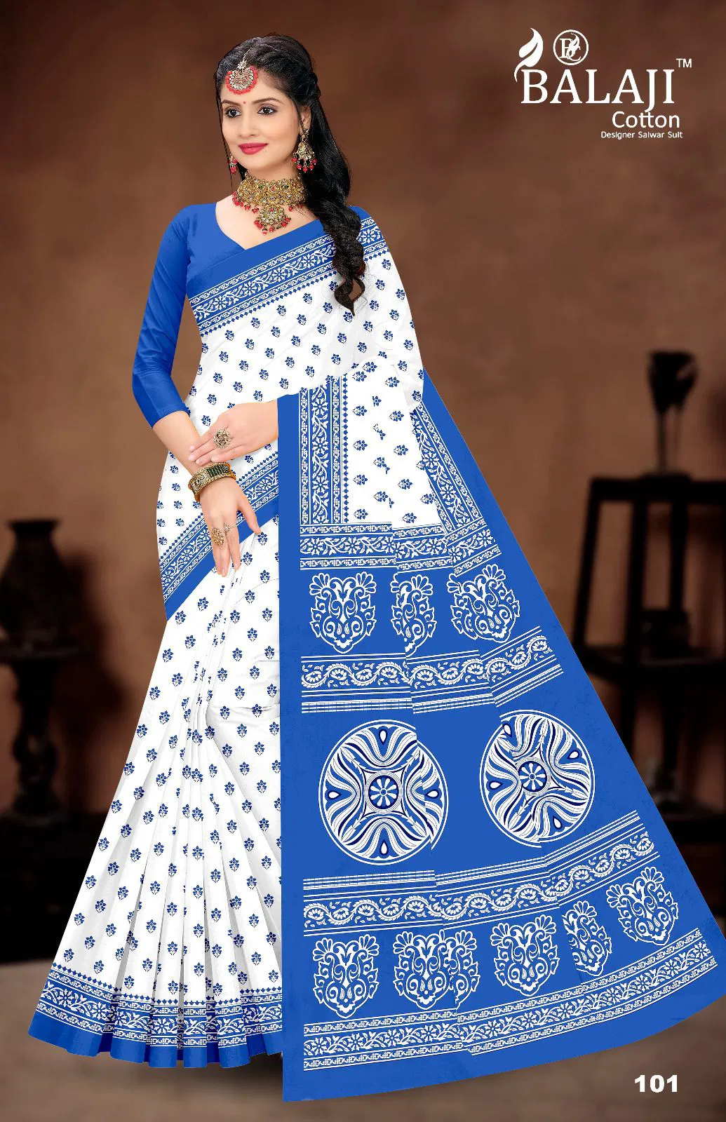 White Butti By Balaji Daily Wear Printed Cotton Sarees Suppliers In India