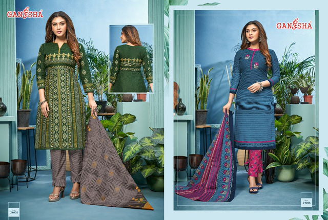 Ganesha Patiyala 24 Latest Designer Casual Regular Wear Printed Cotton Dress Material Collection
