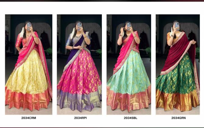 Aawiya 2034 Colours Jacquard Silk Wholesale Lehenga Choli Suppliers In Mumbai