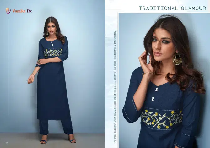 ARIHANT NX(VAMIKA NX) ROXIE Fancy Designer Ethnic Wear rayon Heavy slub with Button Long Kurtis Collection