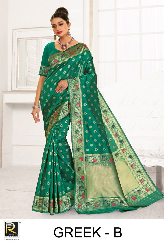 Ronisha Greek Latest fancy designer Festive Wear Silk Fancy Saree Collection
