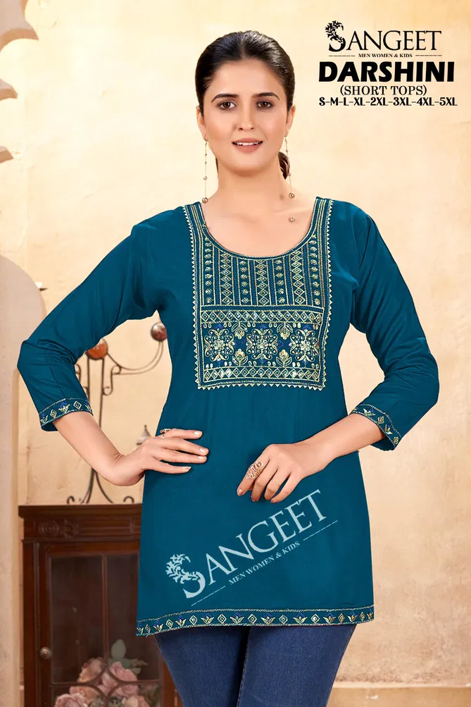 Darshini By Sangeet Rayon Embroidery Ladies Top Suppliers In India