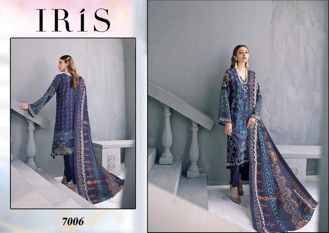 Iris 7 Printed Pure Cotton top With Mal Mal Dupatta Karachi Dress Material Collection
