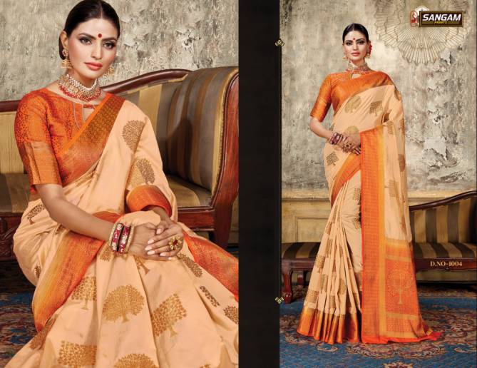 Sangam Armani Latest Designer Fancy Festive Wear Heavy Nylon Silk Sarees Collection
