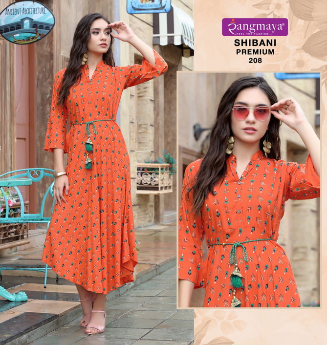 Rang Maya Shibani Premium 2 Rayon Printed Ethnic Wear Designer Fancy Long Kurti Collection
