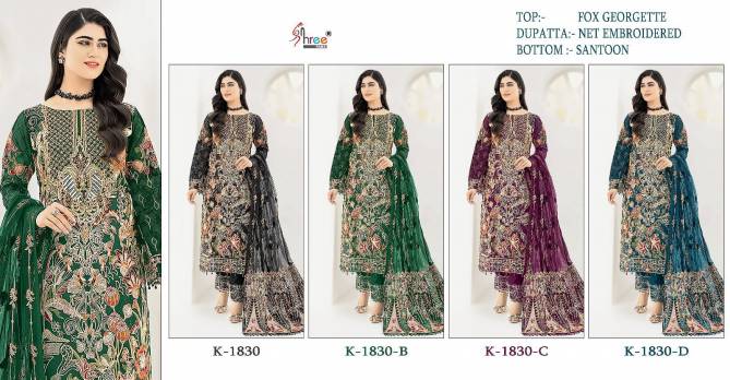 K 1830 By Shree Fab Embroidery Georgette Pakistani Suits Wholesalers In Delhi