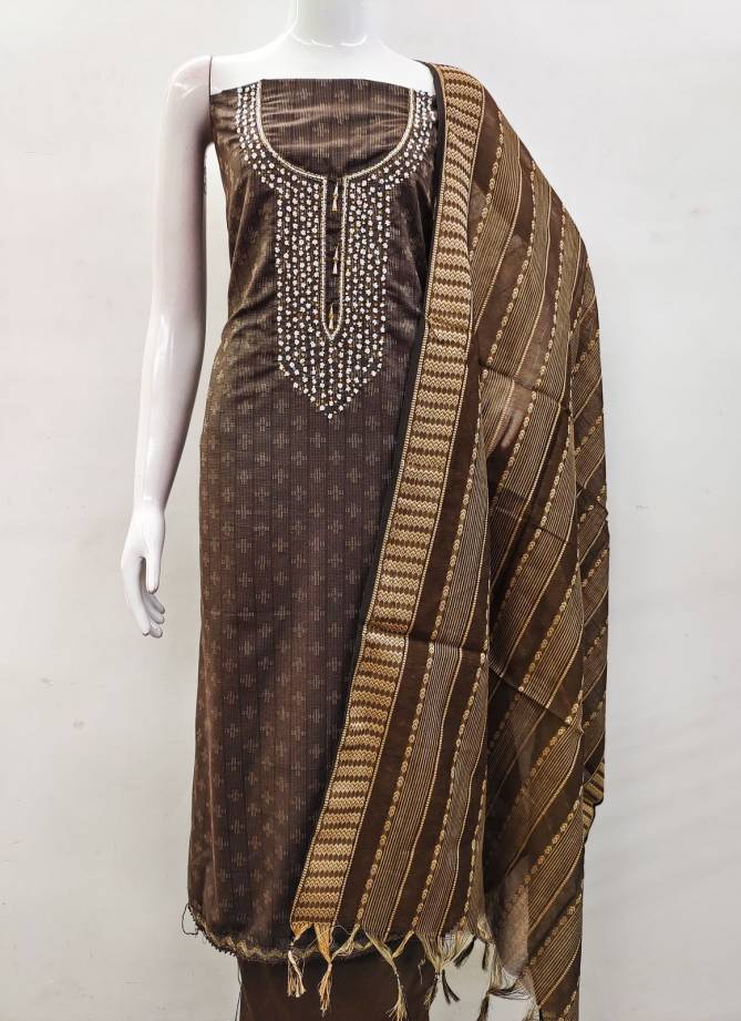 Gangour Nx Cotton Jacquard Handwork Non Catalog Dress Material Wholesale Shop In Surat
