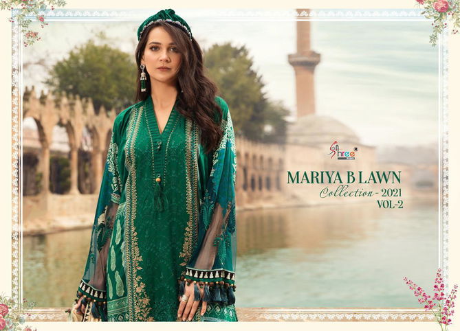 Shree Mariya B Lawn Collection 2021 Vol 2 Latest Fancy Festive Wear Pure Lawn Worked Pakistani Salwar Suits Collection
