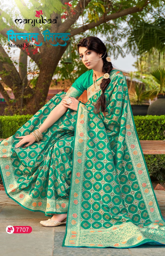 Manjubaa Minnal Silk Latest Fancy Festive Wear Designer Banarasi Saree Collection