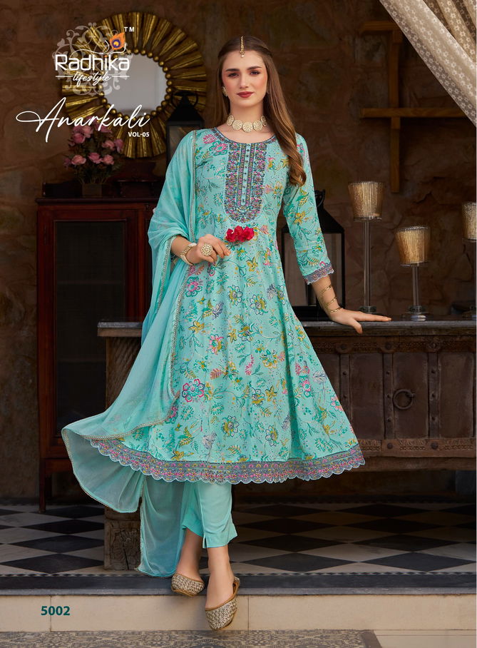 Anarkali Vol 5 By Radhika Rayon Kurti With Bottom Dupatta Orders In India