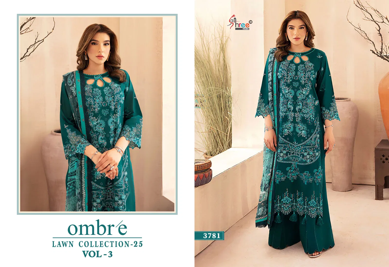 Ombre Lawn Collection 25 Vol 3 by Shree Cotton Dupatta Salwar Suits Suppliers In India