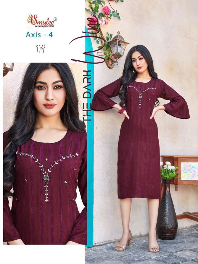 Smylee Axis 4 Fancy Party Wear Rayon Lining Designer Kurti Collection