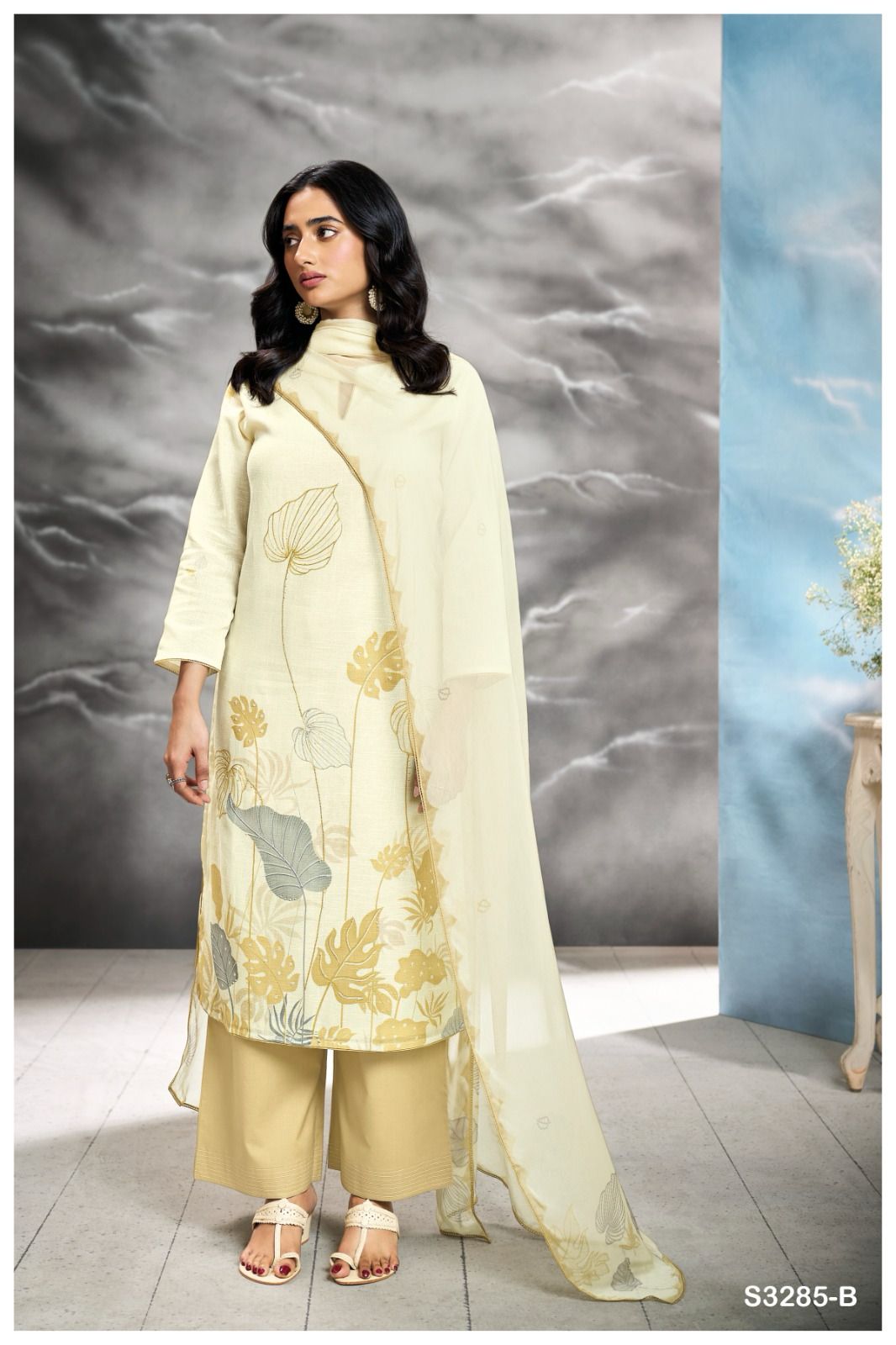 Hanley 3285 By Ganga Cotton Linen Printed Dress Material Orders In India