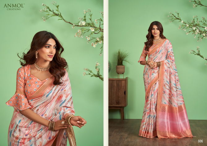 Tulip Vol 6 By Anmol Jute Silk Printed Sarees Catalog