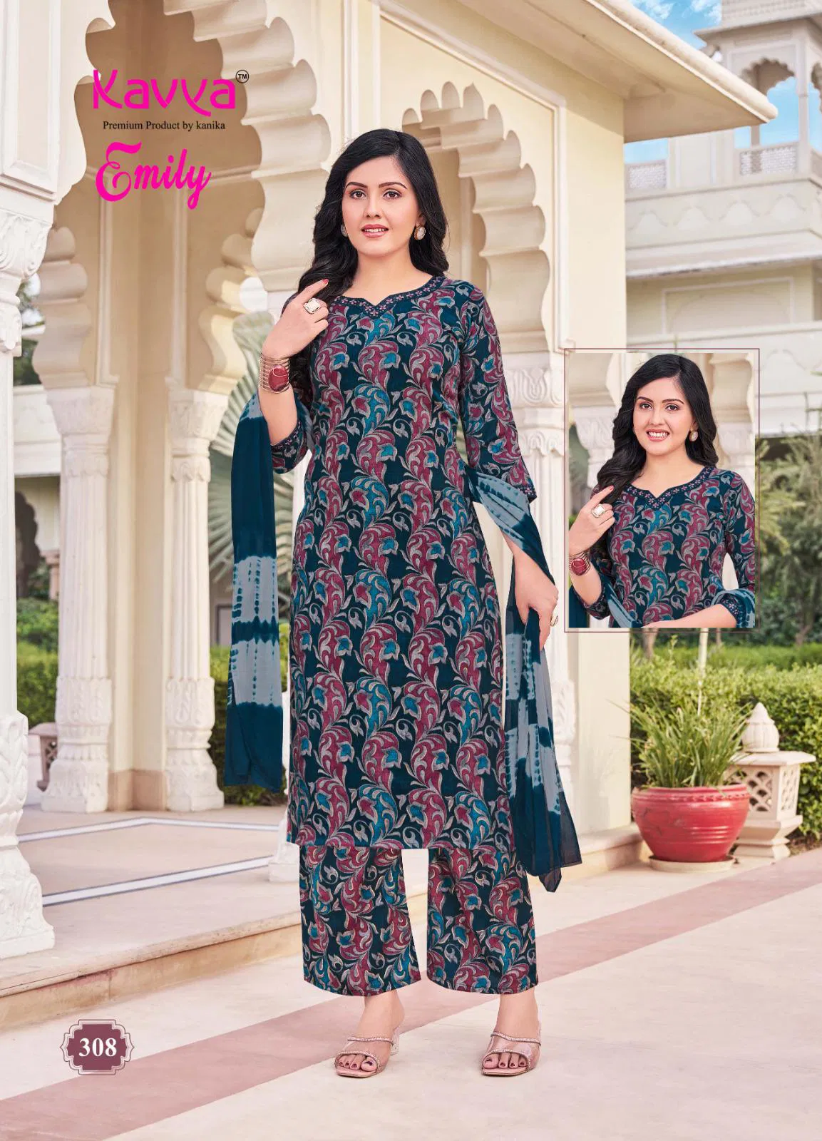 Emily Vol 3 By Kavya Capsule Foil Printed Kurti With Bottom Dupatta Wholesale Online