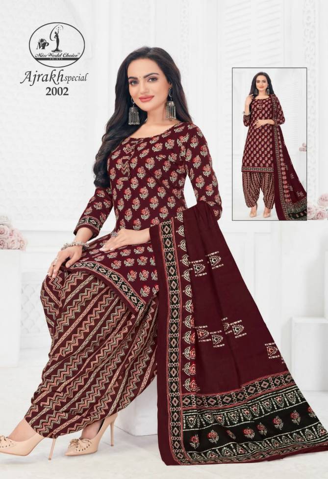Miss World Ajrakh Vol 2 Designer Cotton Dress Material
