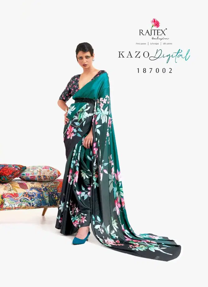 Kazo Digital By Rajtex Japan Satin Crepe Designer Saree Orders In India