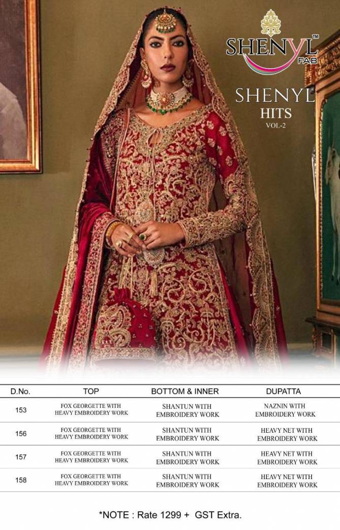 Shenyl 2 Latest Wedding Wear Full Heavy Embroidery And Diamond work Fox georgette Top With Heavy Dupatta Pakistani Salwar Suits Collection