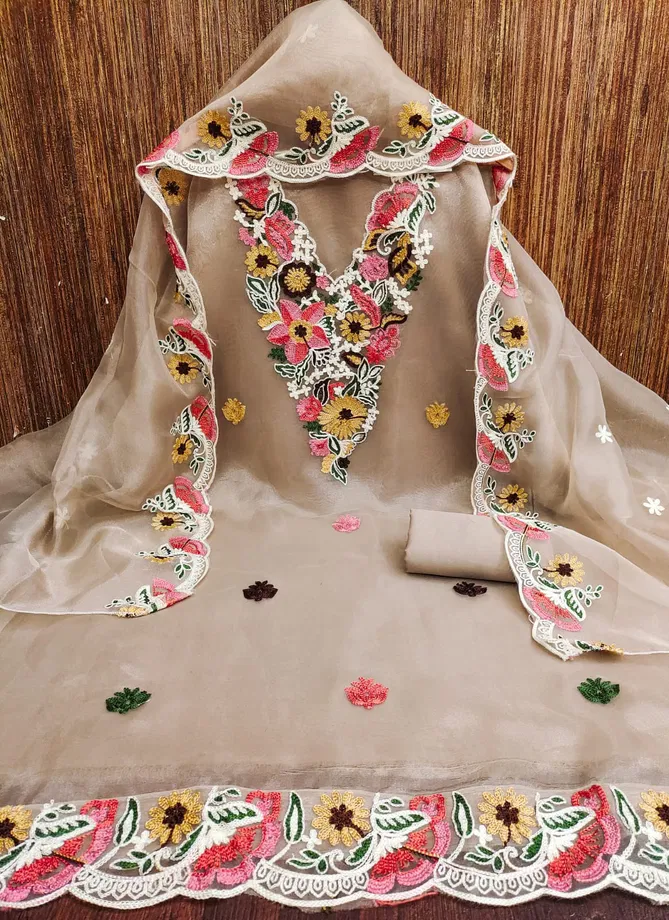 HR Organza Silk Designer Dress Material wholesale Market In Surat Price