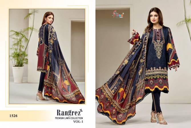 Shree Rangrez Premium Lawn Collection 1 Pure Lawn Print With Embroidery Work Top And Dupatta Pakistani Salwar Suits Collection