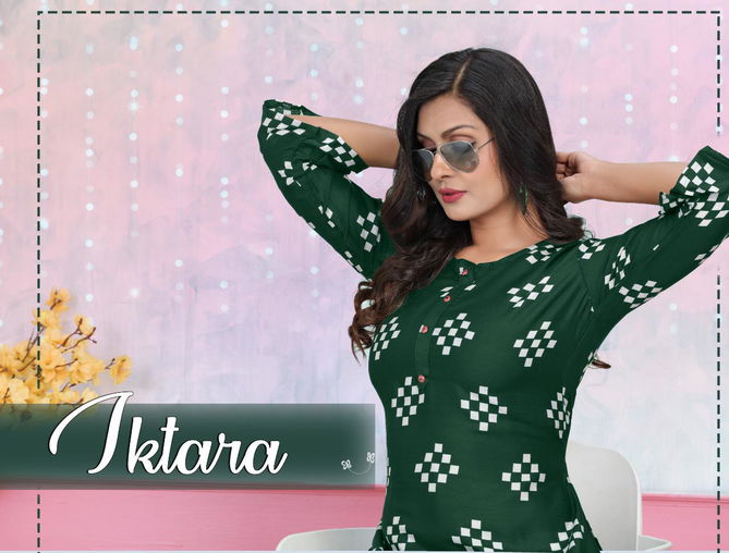 Trendy Aktara Regular Latest Designer Casual Wear Heavy Rayon Crepe Printed Kurtis Collection