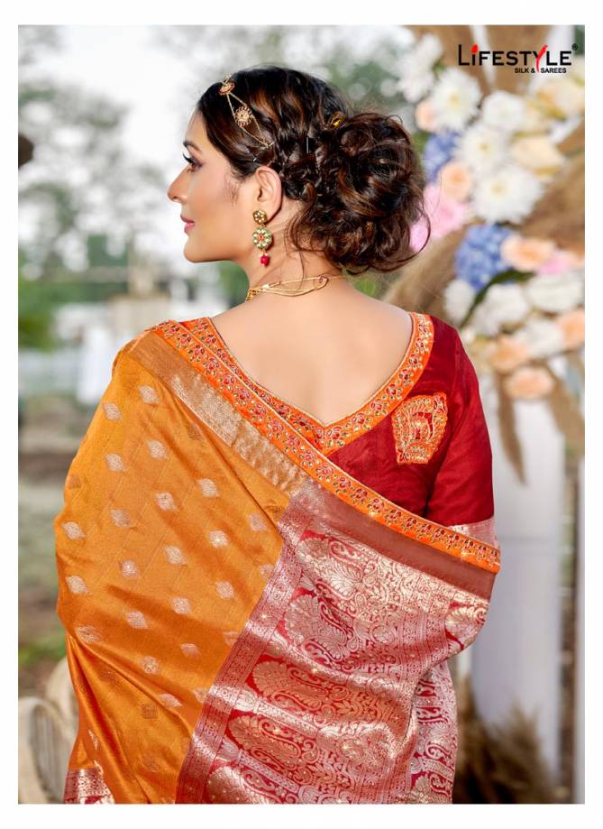 LIFESTYLE SHUBH MILAN Fancy Latest Designer Festive Wear Silk Embroidery Lace With Diamond Work Saree Collection