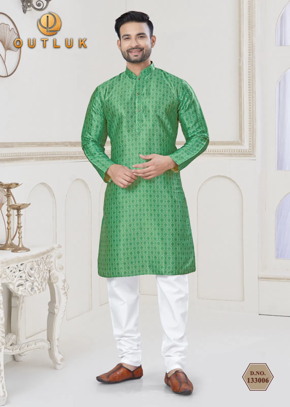 Outluk Vol 133 Jequard Silk Digital Printed Mens Kurta Pajama Maunfacturers