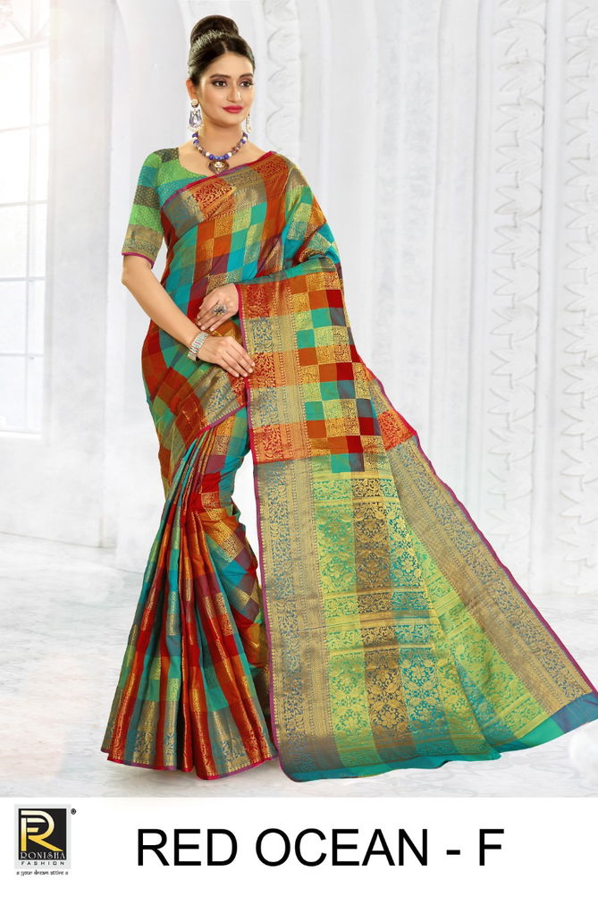 Ronisha Red Ocean Latest Fancy Designer Casual Wear Silk Fancy Casual Wear Saree Collection
