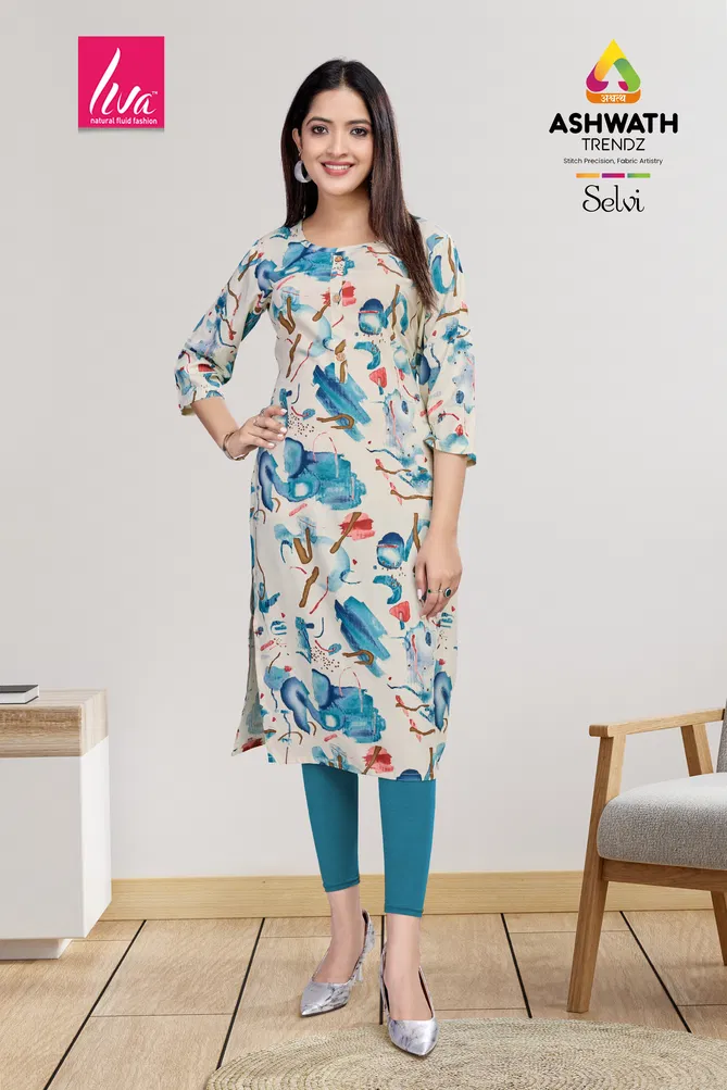 1 Selvi Ultra Premium Rayon Foil Printed Kurti Wholesale Market In Surat