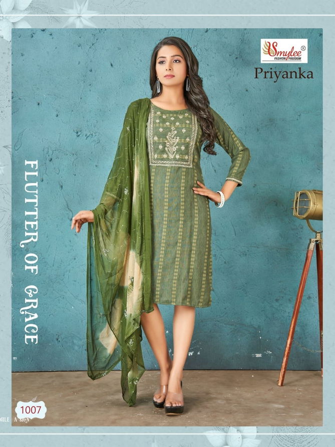 Priyanka Bombay lining Rayon Printed Kurti With Dupatta Catalog