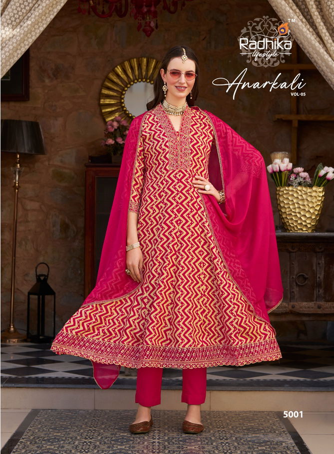 Anarkali Vol 5 By Radhika Rayon Kurti With Bottom Dupatta Orders In India