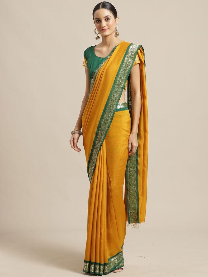 New Collection Of Plain Georgette Saree With Golden Border 