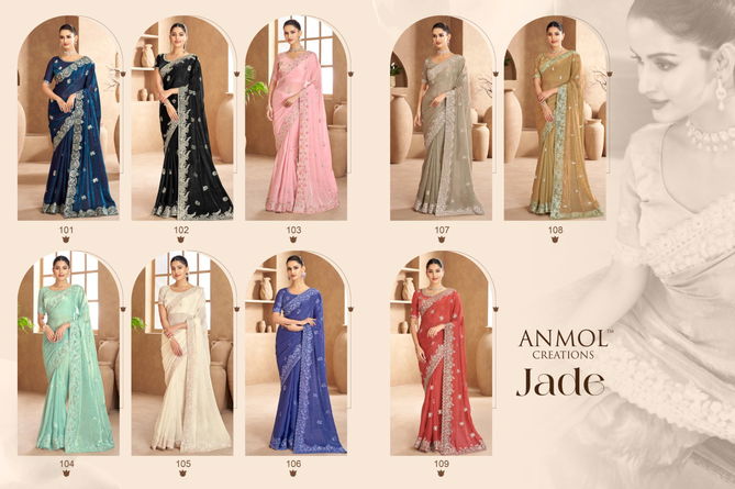 Jade By Anmol Fendi Satin Party Wear Saree Orders In India