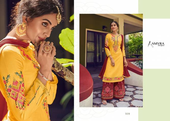 AMYRA GULZAAR VOL-2 Fancy Festive Wear Pure Jam Silk Cotton Heavy Embroidery And Balloon Sleeve With Fancy Diamond Work Salwar kameez Collection