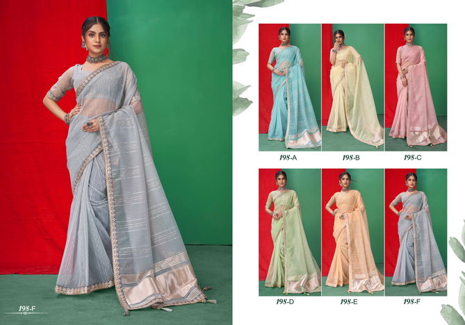 Sumitra 198 A To 198 F Organza Lining With Coding Jari Work Border Saree Manufacturers