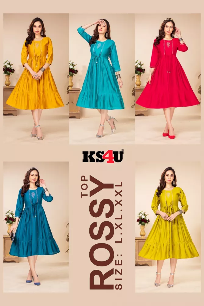 Rossy By Ks4u Plain Designer Anarakali Kurti Wholesale Price In Surat
